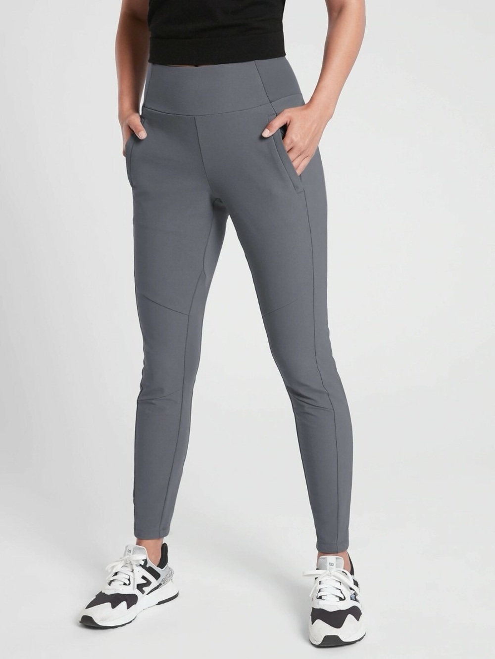 Athleta Slate Blue High-Rise Performance Leggings with Side Pockets